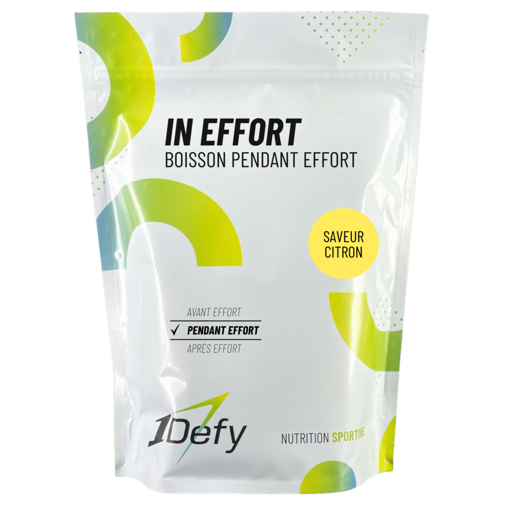 In effort, boisson isotonique pendant effort, saveur citron, 1Defy nutrition sportive Made in Bourgogne, Made in France
