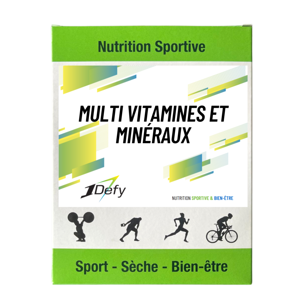 Multi vitamines et minéraux en sticks, boite de 30 sticks, fatigue, immunité, concentration, énergie, vitalité, 1Defy Nutrition sportive Made in Bourgogne, Made in France