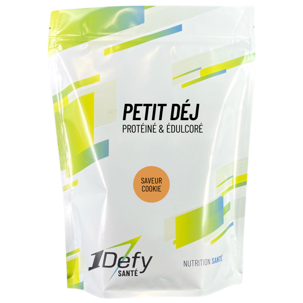 Petit déj protéiné et édulcoré, saveur cookie, 1Defy Nutrition Sportive Made in Bourgogne, Made in France