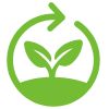 Icône de feuilles et cycle durable symbolisant l'origine naturelle des ingrédients et l'engagement éco-responsable de 1Defy