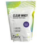 Sachet de Clear Whey Isolate 1Defy, boisson protéinée qualité médicale saveur Cassis pour avant et après effort